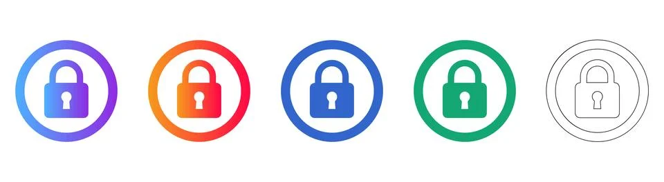 Padlock Security Icons Set Stock Illustration