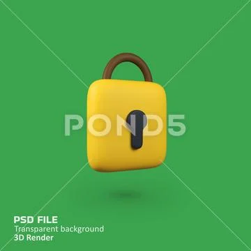 Padlock security key isolated 3d render icon illustration PSD Template