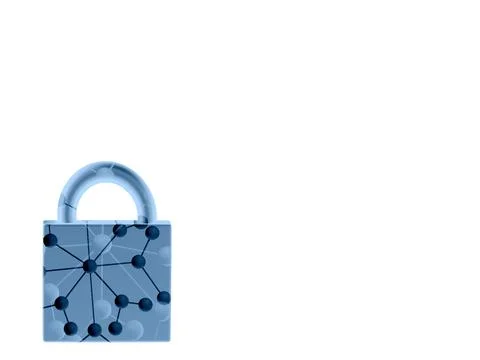 Padlock security with nodes plexus on blue and white background concept Stock Illustration