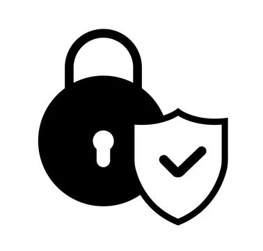 Padlock Security Shield Icon with Checkmark 스톡 일러스트