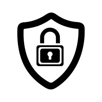Padlock in security shield, Lock, protection, security icon logo Stock Illustration