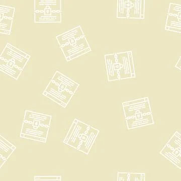 Padlock security technology tool line seamless pattern 库存插图