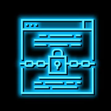 Padlock security technology tool neon glow icon illustration 스톡 일러스트