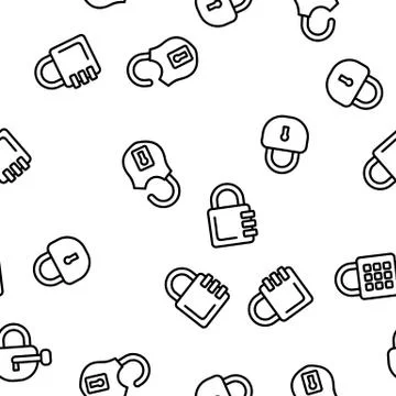 Padlock Security Tool Vector Seamless Pattern Illustrazione stock