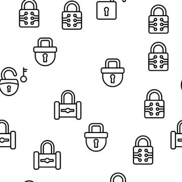 Padlock Security Tool Vector Seamless Pattern Stockillustratie