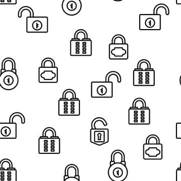Padlock Security Tool Vector Seamless Pattern 库存插图