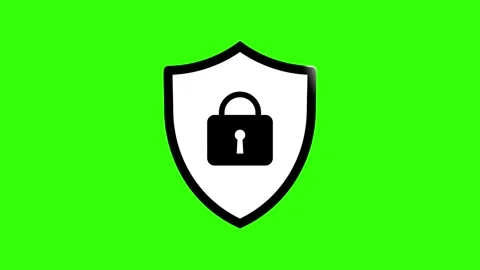 Padlock shield animated icon protective shield lock guard barrier icon logo.. Stock Footage 259869343