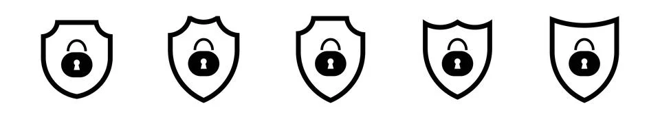 Padlock shield encryption icon. Lock closed symbol. Stock Illustration