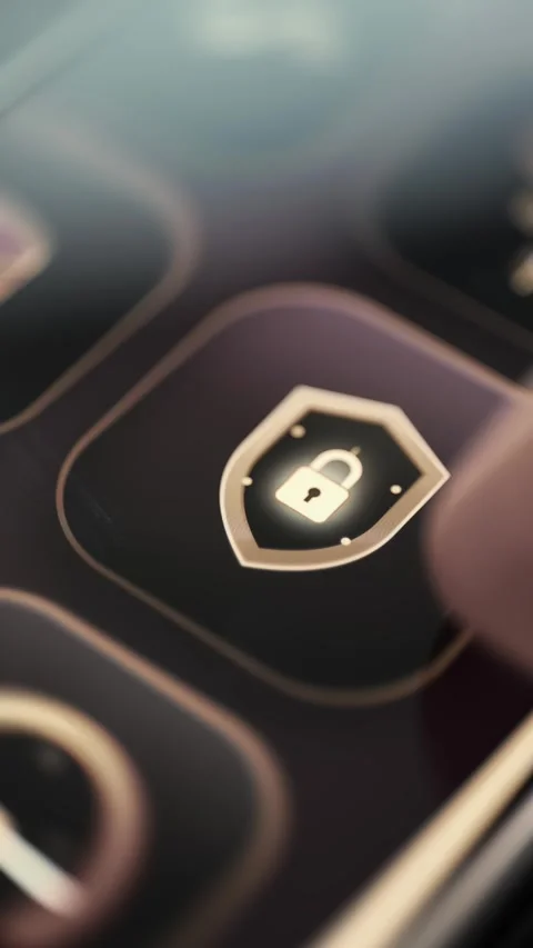 Padlock Shield Icon for Mobile Cybersecurity Stock Footage 341865590