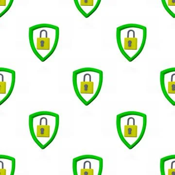 Padlock in shield seamless pattern. Security, safety, protection, privacy con Illustrazione stock