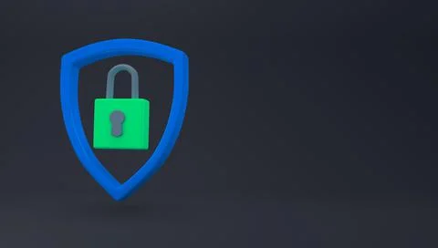 Padlock in shield sign. Security, safety, protection, privacy concept. Minima Stock Illustration