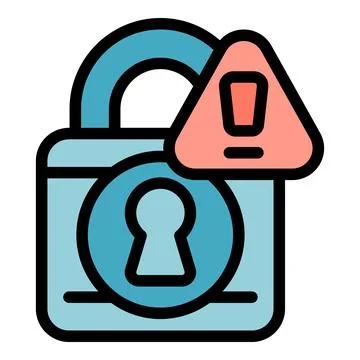 Padlock showing warning sign for security breach threat Stock Illustration