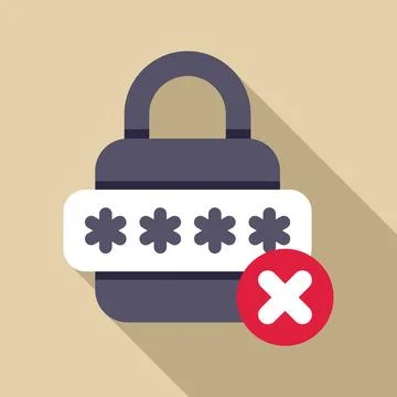 Padlock showing wrong password with cross mark Stock Illustration