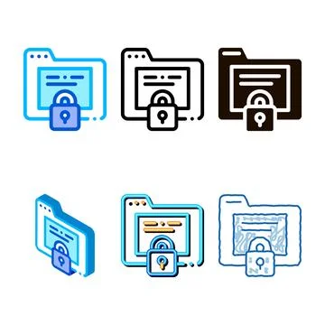 Padlock site coding system vector thin modern line icon Stock Illustration