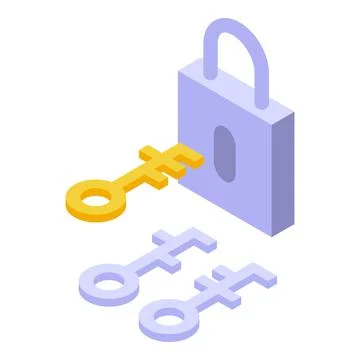 Padlock solution icon isometric vector. Business data Stock Illustration