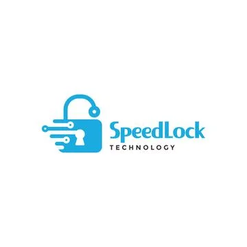 Padlock with speed tech logo symbol icon vector graphic design illustration.. Stock Illustration