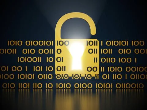 Padlock symbol and binary code on black background Padlock symbol and bina... 写真素材