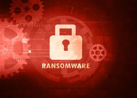 Padlock symbol with word ransomware Illustrazione stock