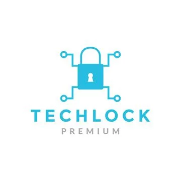 Padlock technology logo design vector graphic symbol icon sign illustration.. Stock Illustration