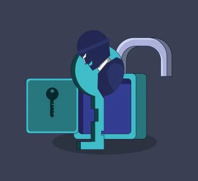 Padlock with terrorist privacy data Stock Illustration
