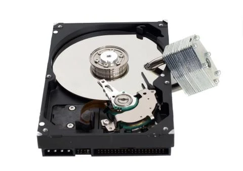 Padlock through hard drive Stock Photos