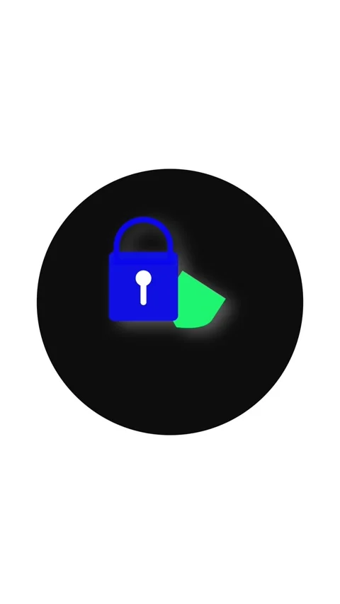 Padlock unlock animation cybersecurity encryption safe data protection vert.. Stockbeeldmateriaal 321630205