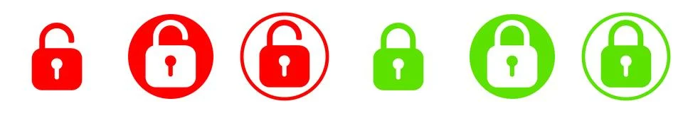 Padlock unlock lock icon set. Closed and opened sign. Vector clipart illustra Stock Illustration