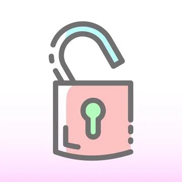 Padlock unlock sheild e commerce colored icon logo. Stock Illustration