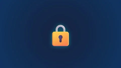Padlock unlocking animation featuring a yellow security icon Vídeos de archivo 344773374