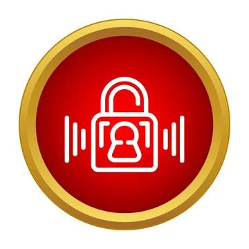 Padlock with user icon and wireless signal in red circle Stock Illustration
