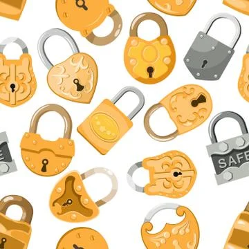 Padlock vector lock for safety and security protection with locked secure Stock Illustration