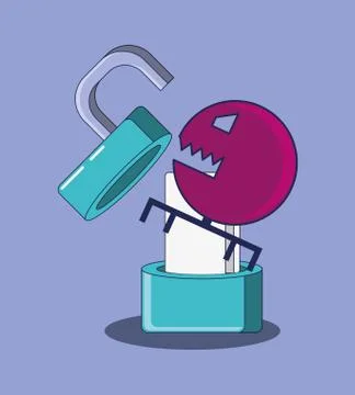 Padlock with virus atack Stock Illustration