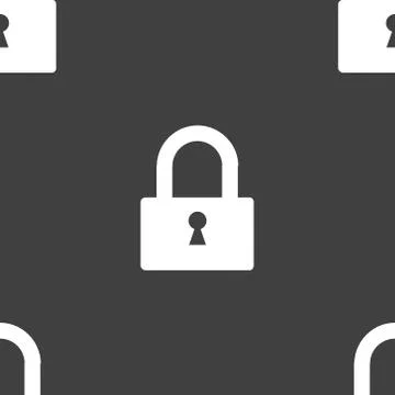 Padlock web icon. flat design. Seamless pattern. Illustrazione stock