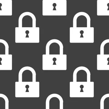 Padlock web icon. flat design. Seamless pattern. Stock Illustration