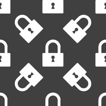 Padlock web icon. flat design. Seamless pattern. Illustrazione stock