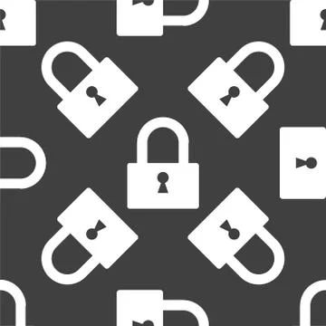 Padlock web icon. flat design. Seamless pattern. Stock Illustration
