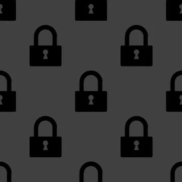 Padlock web icon. flat design. Seamless pattern. Illustrazione stock