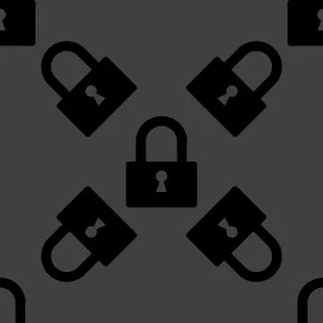 Padlock web icon. flat design. Seamless pattern. Illustrazione stock
