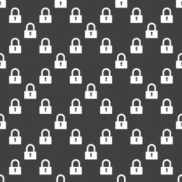 Padlock web icon. flat design. Seamless pattern. 스톡 일러스트