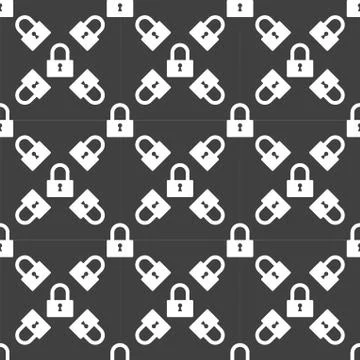 Padlock web icon. flat design. Seamless pattern. Stock Illustration