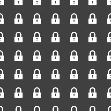 Padlock web icon. flat design. Seamless pattern. Stock Illustration