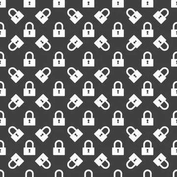 Padlock web icon. flat design. Seamless pattern. Stock Illustration