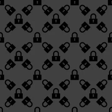 Padlock web icon. flat design. Seamless pattern. Stock Illustration