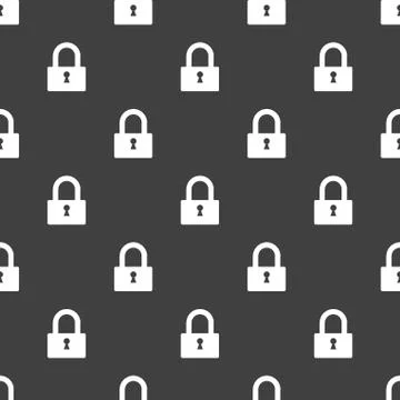Padlock web icon. flat design. Seamless pattern. Illustrazione stock