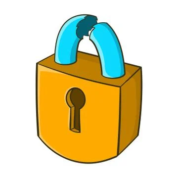 Padlock which is broken icon, cartoon style Illustrazione stock