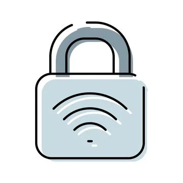 Padlock with wifi signals symbolizing secure connection and data privacy Illustrazione stock