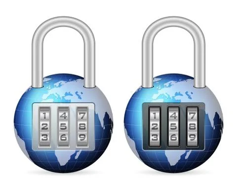 Padlock world globe Illustrazione stock