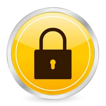 Padlock yellow circle icon Stock Illustration