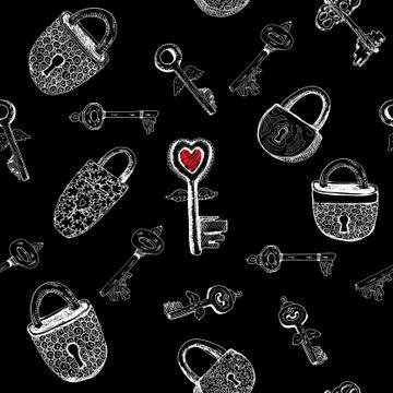 Padlocks and keys Stock Illustration