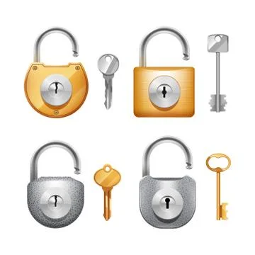 Padlocks And Keys Realistic Set Illustrazione stock